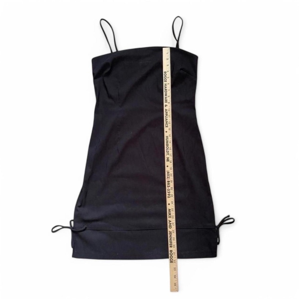 Vintage Y2K Charlotte Russe Dress L Black Slinky Side Tie Bodycon Goth Prom Slip - Picture 4 of 6